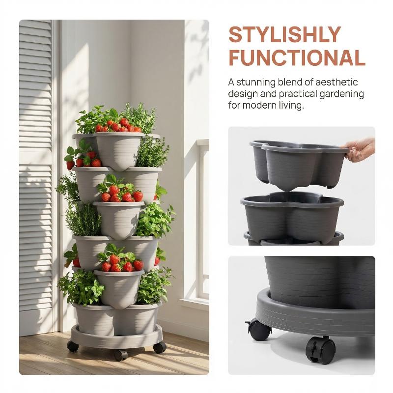 Vertical Planter Tower - Stackable Multi Layer Vertical Planter Tower