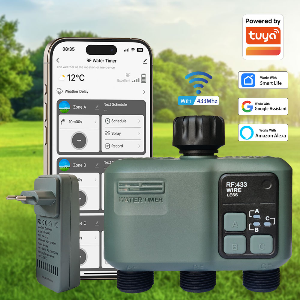 Smart Garden Kit - Tuya Wifi+RF433 3-outlet Water Timer Garden