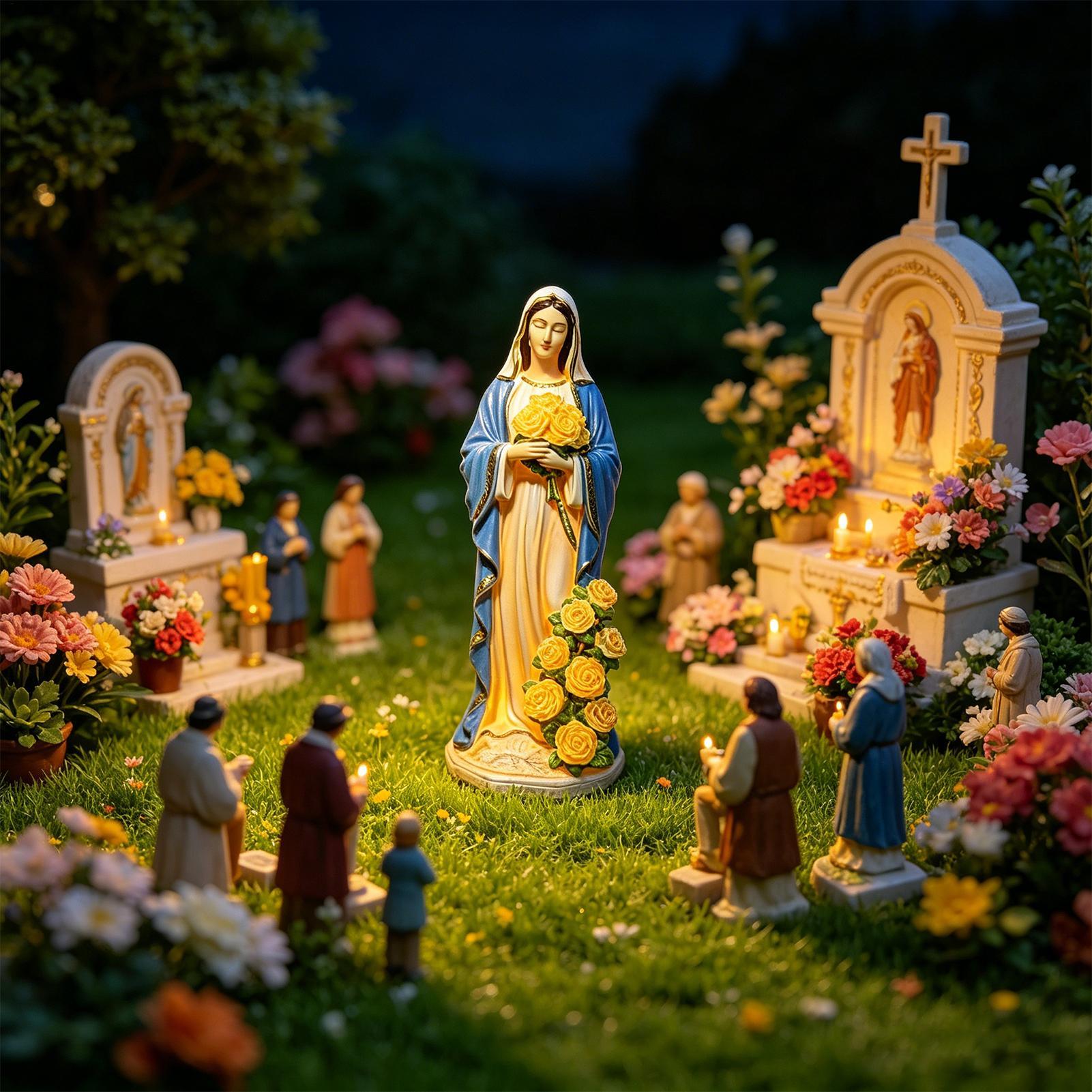 Virgin Mary Solar Statue Garde - Smart Zen Garden 评论和价格