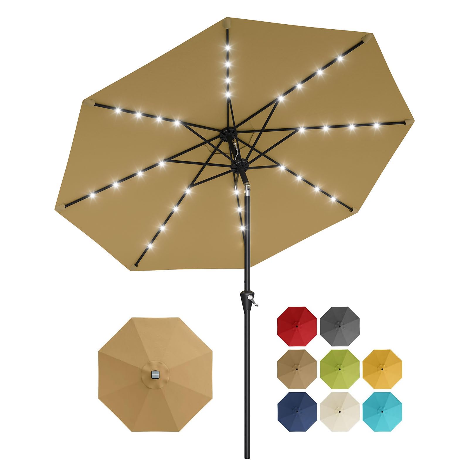10FT Solar Powered Patio Umbre - Smart Garden Umbrella 评论和价格