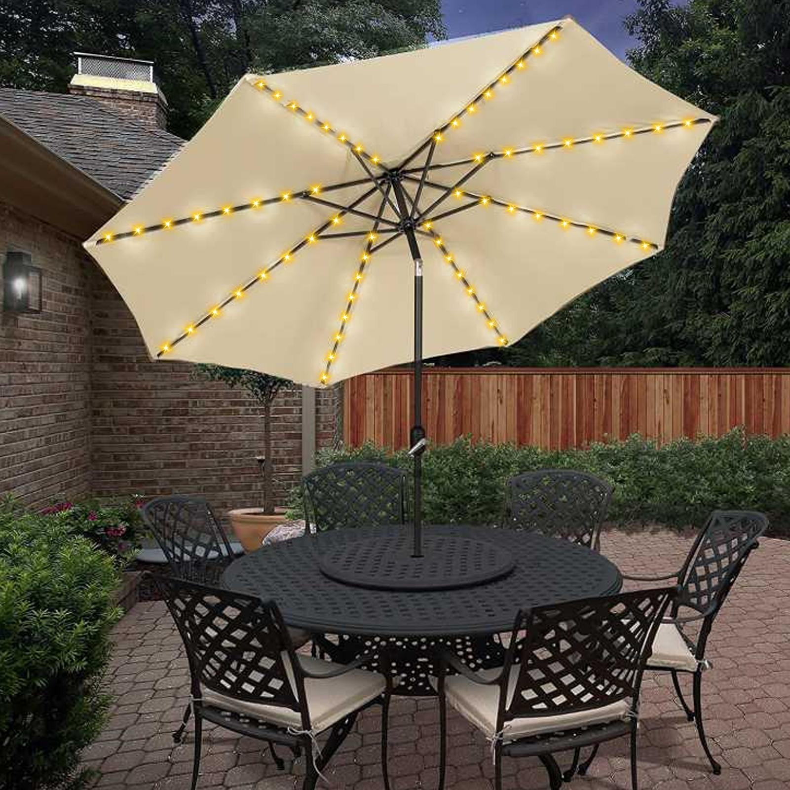 104 LED Solar Power Patio Umbr - Smart Garden Umbrella 评论和价格