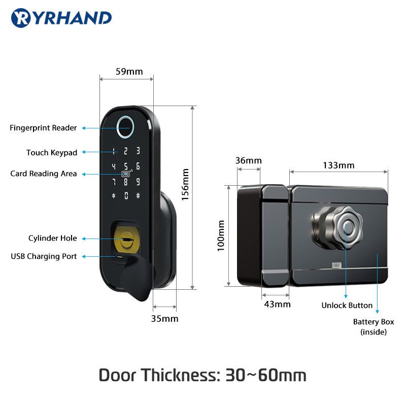 Tuya Fingerprint Door Lock Wat - Smart Garden Gate Lock 评论和价格