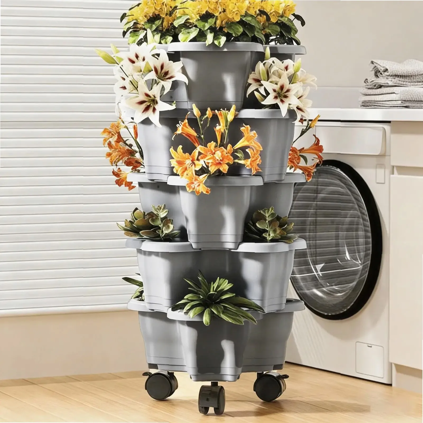 Plant Tower 6-Tier with Wheels - Vertical Planter Tower 评论和价格