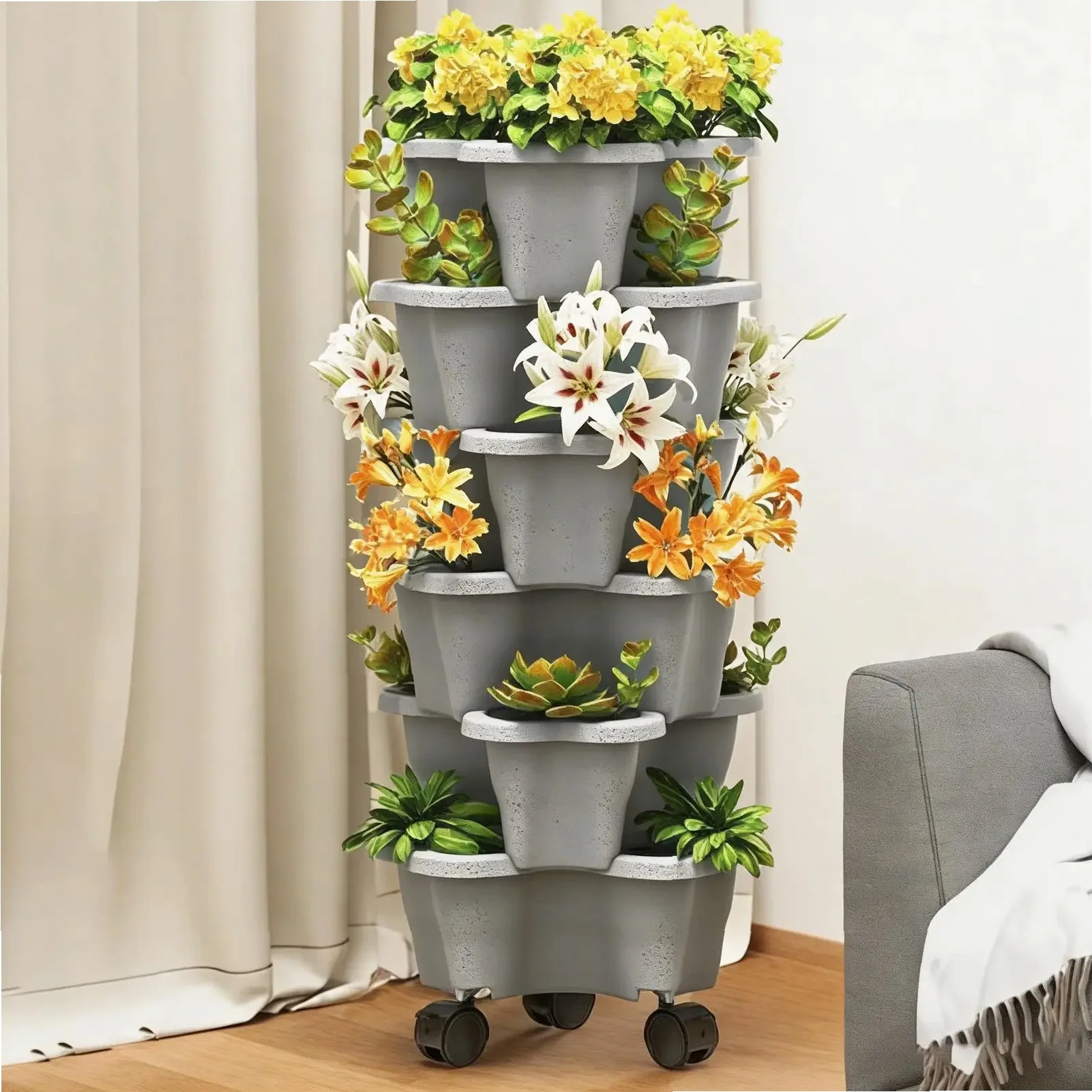 Plant Tower 6-Tier with Wheels - Vertical Planter Tower 评论和价格