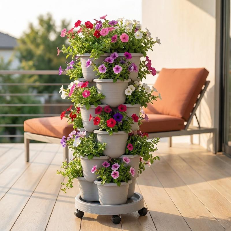 New Vertical Tower Stackable F - Vertical Planter Tower 评论和价格