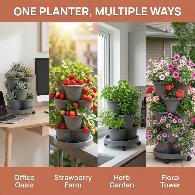 New Vertical Tower Stackable F - Vertical Planter Tower 评论和价格