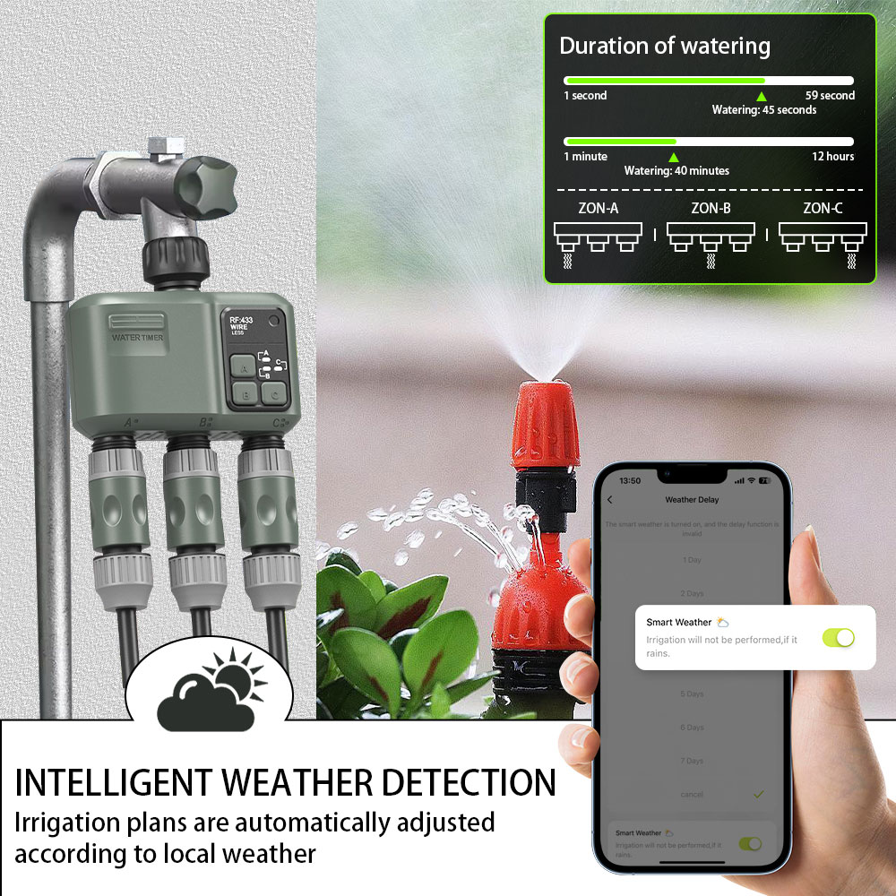 Tuya Wifi+RF433 3-outlet Water - Smart Garden Kit 评论和价格